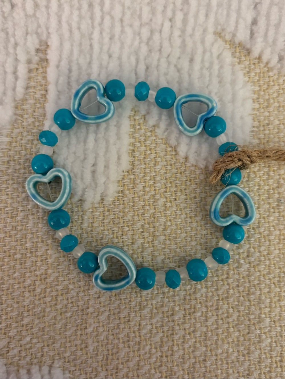 Turquoise Beaded Heart Stretch Bracelet